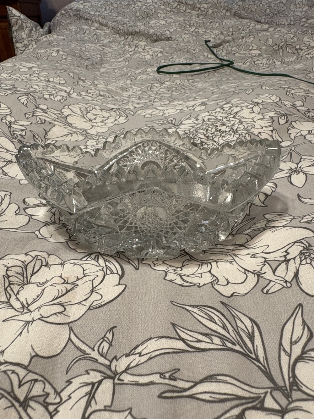 Cut Glass Crystal Decorative Bowl (UV reactive to 365)